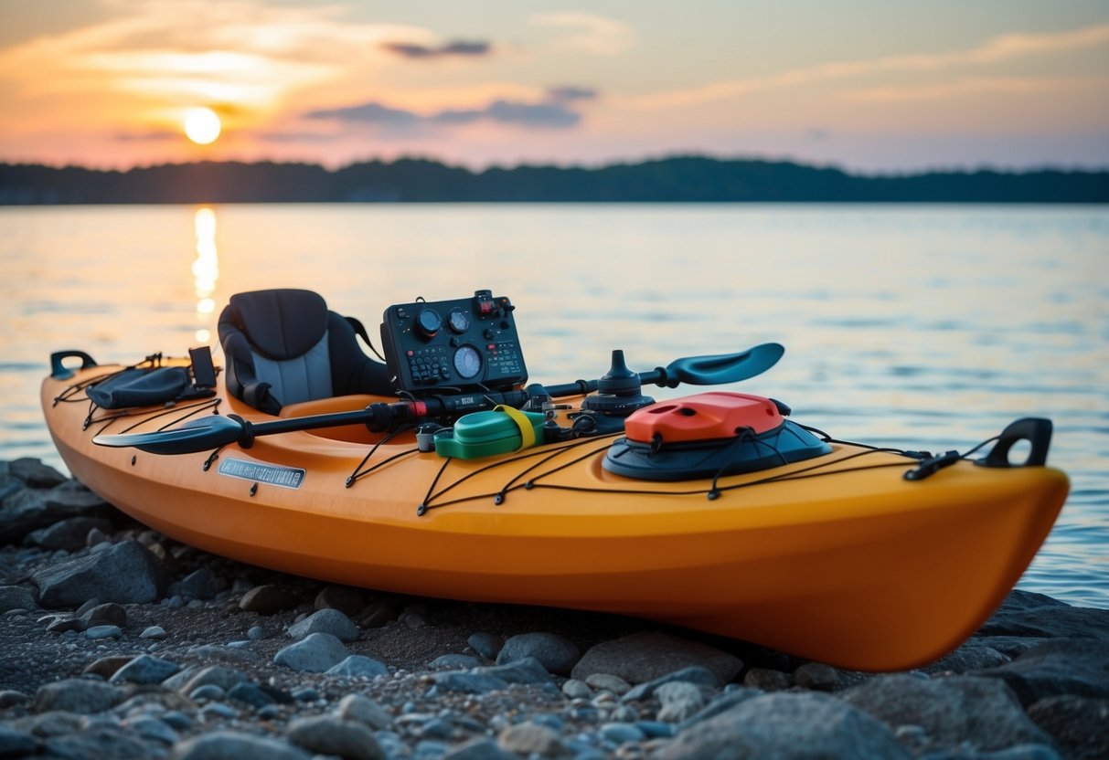 A sea kayak loaded with navigation and communication tools, gear, and a checklist for beginners